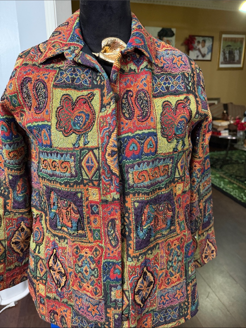 Chico's Multicolor Tapestry Patchwork Blazer